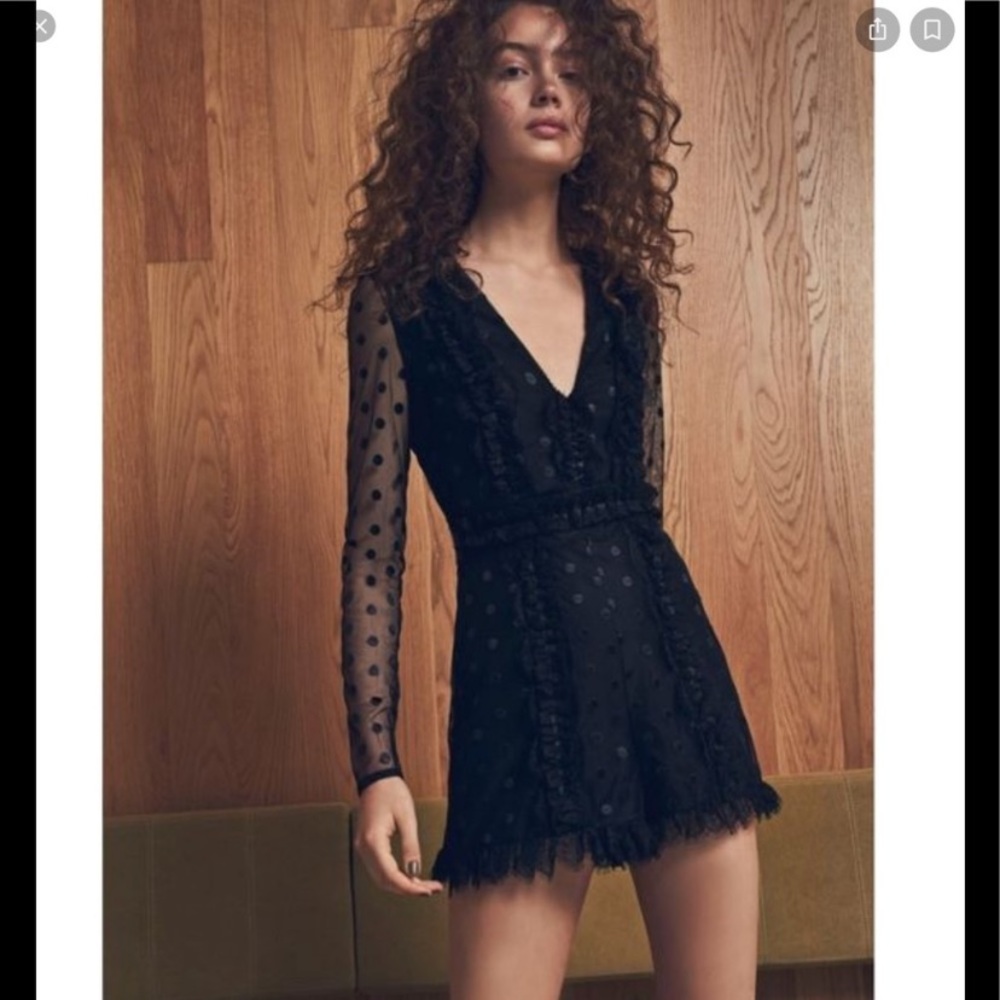 ALEXIS SAMIRA Romper Mesh Black Polka Dot NWT Mini Jumpsuit NWT Going-Out New
